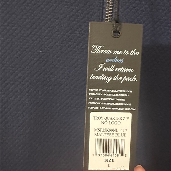 Greyson NWT Mens Troy Quarter-Zip Textured Fleece Top Maltese Blue Sz Large Golf - Picture 6 of 10